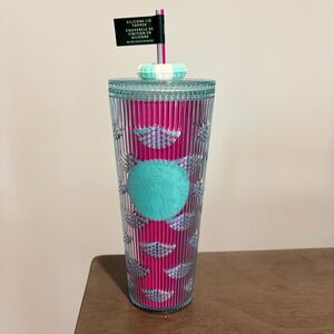 Starbucks 2025 Summer‎ Beach Pool Floaty Straw Topper Pink Blue 24 oz Cold Cup